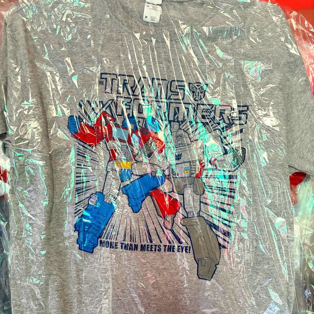 Transformers More Than Meets The Eye grey heather short sleeve shirt sizes M & L